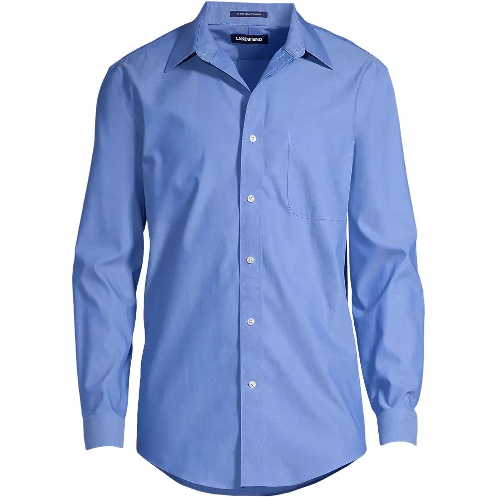 Men's Solid No Iron Supima Pinpoint Straight Collar Dress Shirt